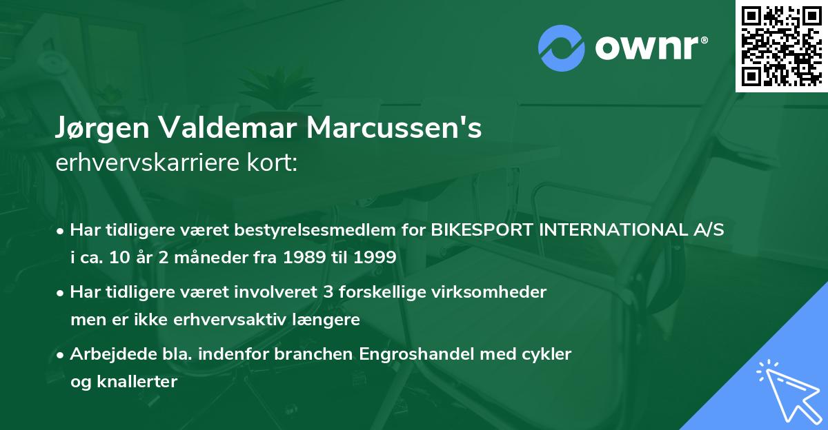 Jørgen Valdemar Marcussen's erhvervskarriere kort