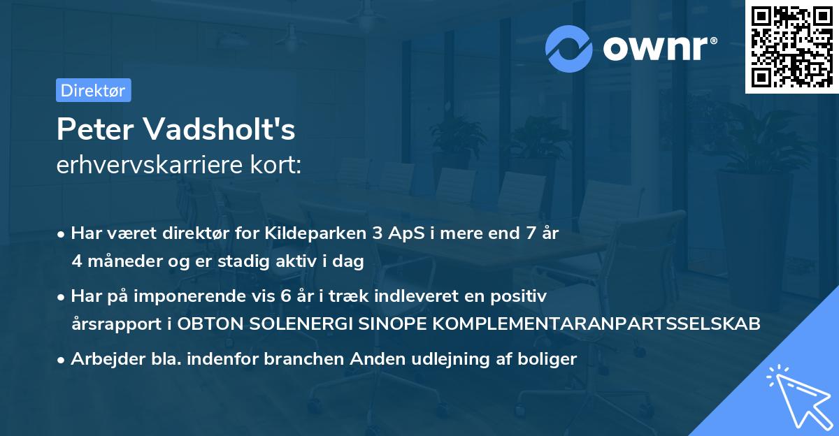 Peter Vadsholt's erhvervskarriere kort