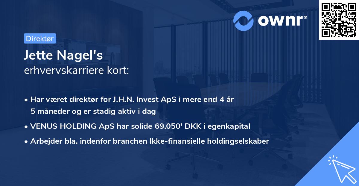 Jette Nagel's erhvervskarriere kort