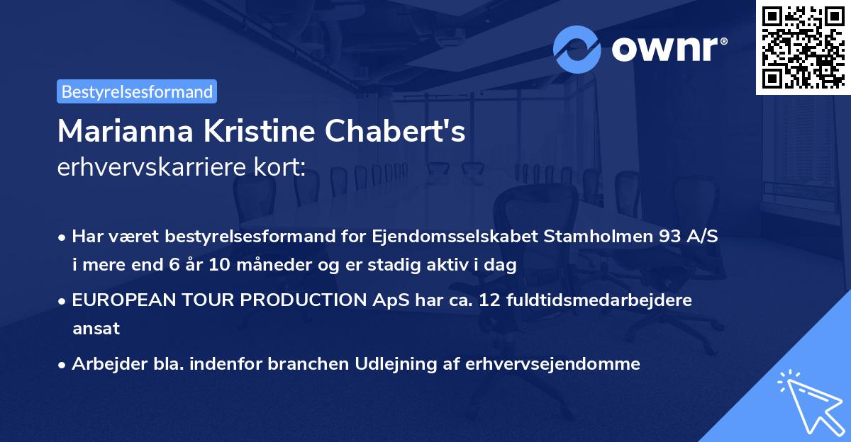 Marianna Kristine Chabert's erhvervskarriere kort