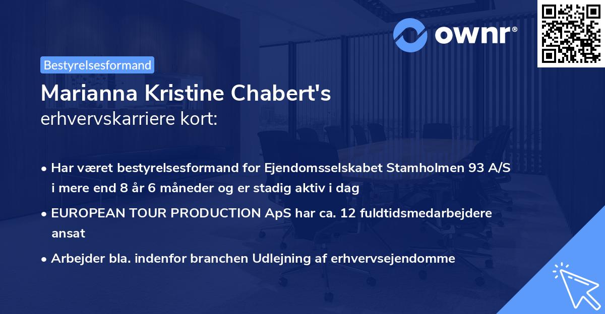 Marianna Kristine Chabert's erhvervskarriere kort