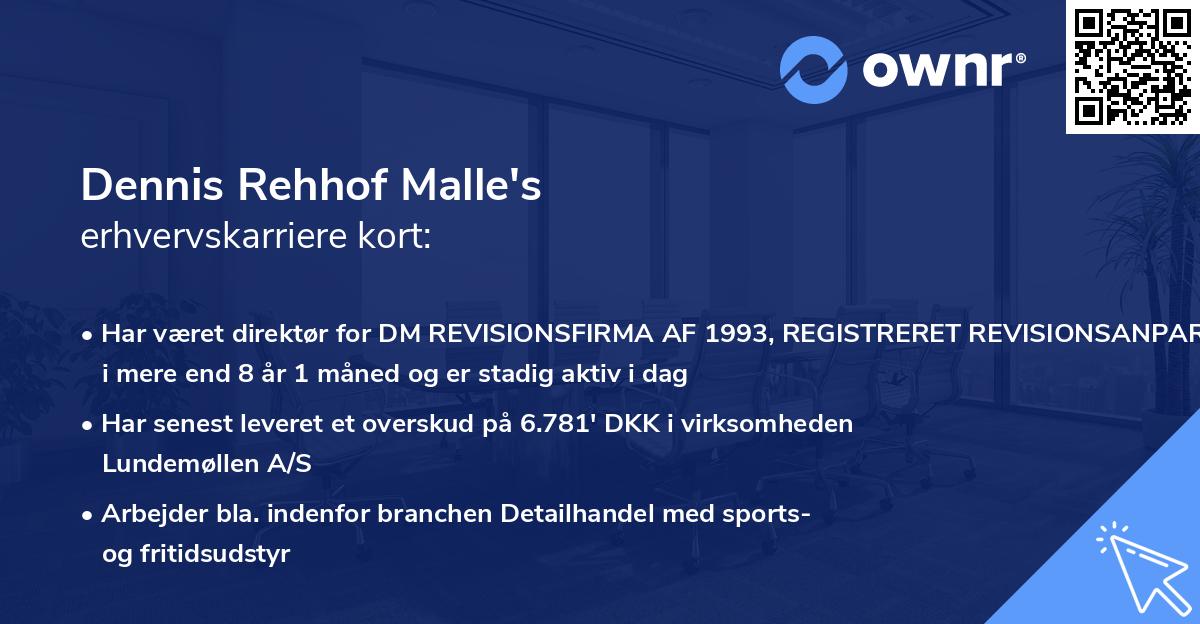 Dennis Rehhof Malle's erhvervskarriere kort