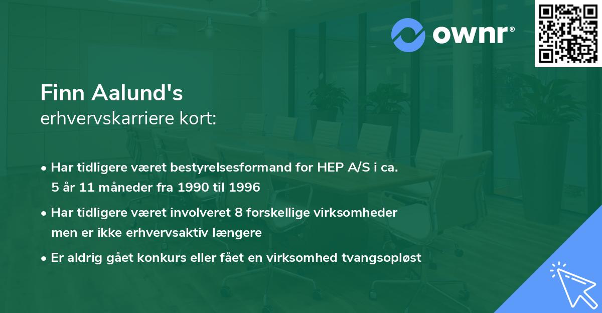Finn Aalund's erhvervskarriere kort