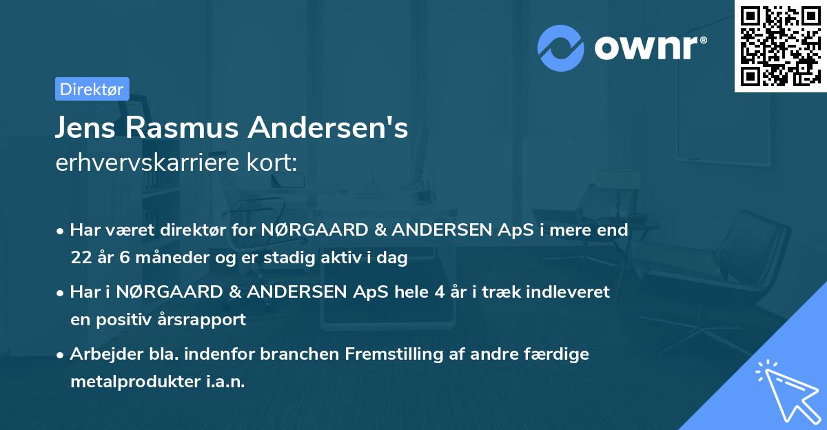 Jens Rasmus Andersen's erhvervskarriere kort