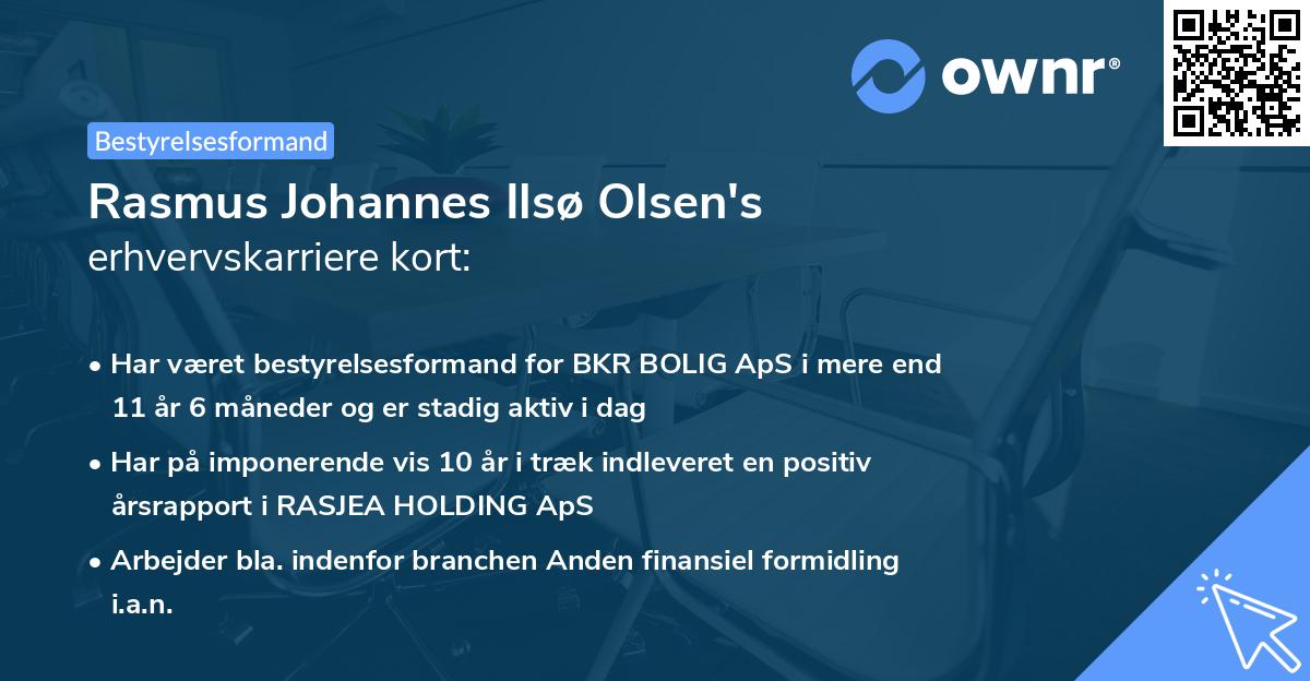 Rasmus Johannes Ilsø Olsen's erhvervskarriere kort