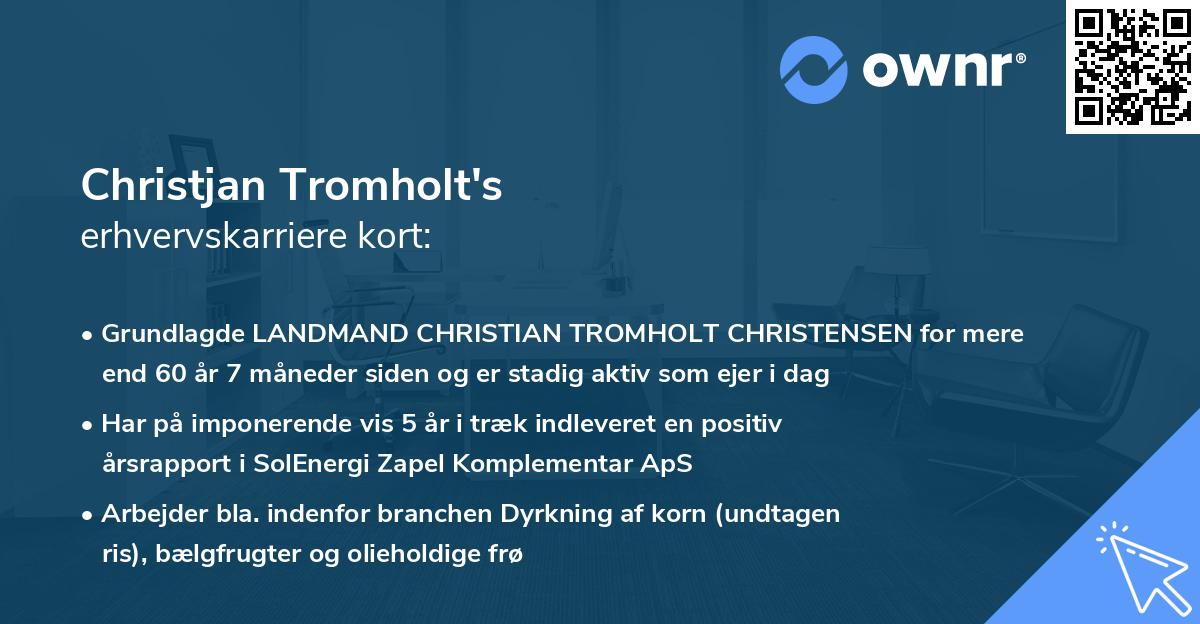 Christjan Tromholt's erhvervskarriere kort