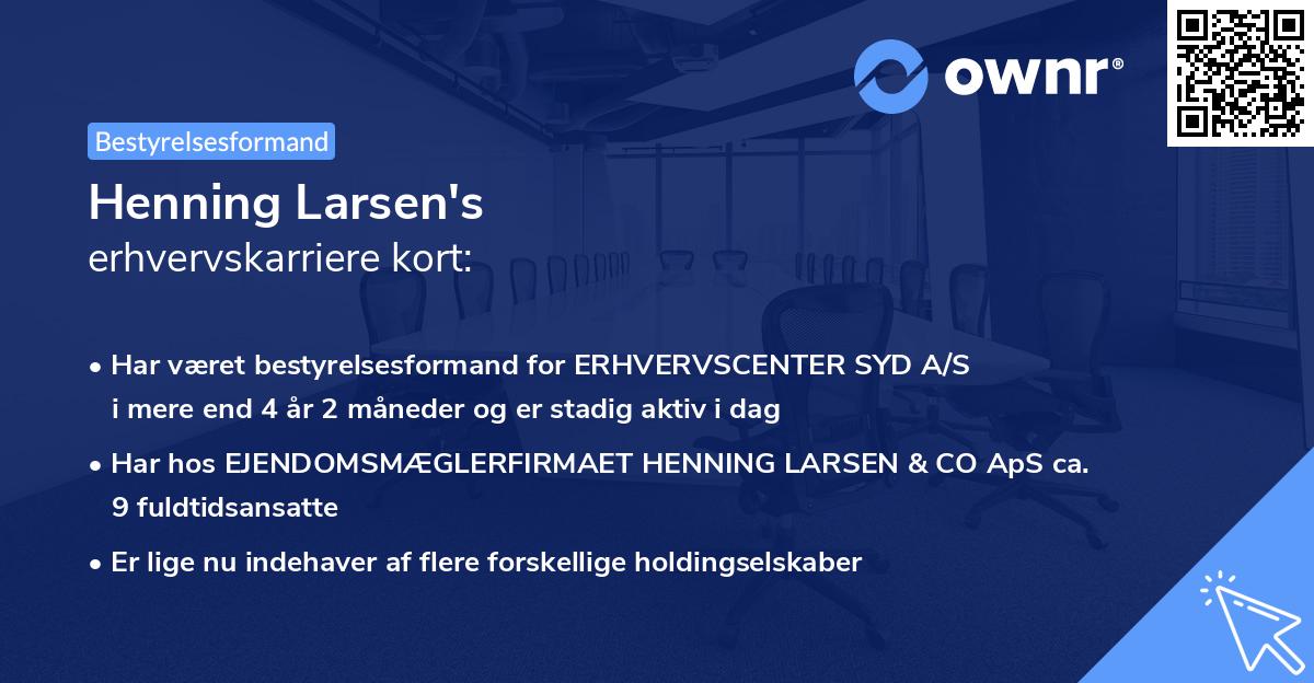 Henning Larsen's erhvervskarriere kort