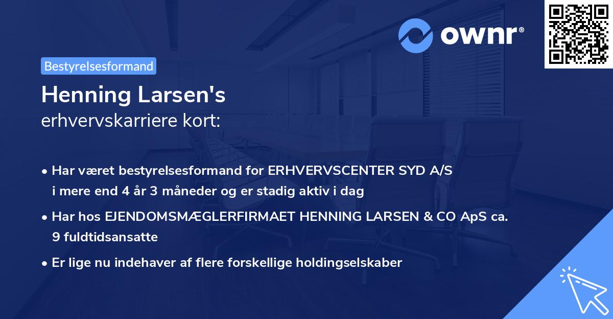 Henning Larsen's erhvervskarriere kort