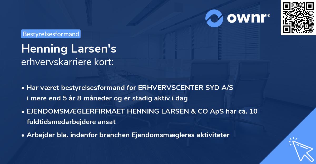 Henning Larsen's erhvervskarriere kort