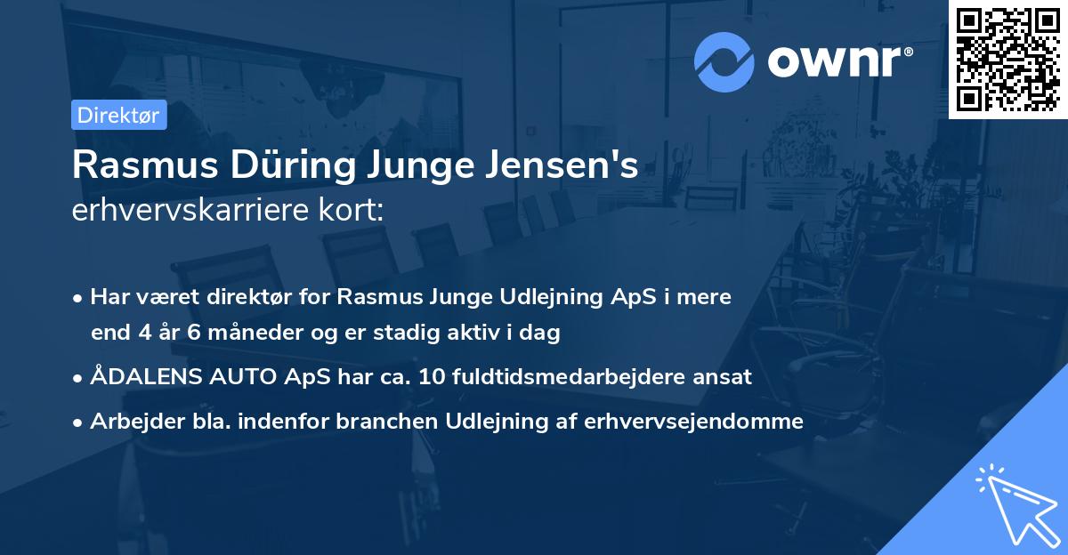 Rasmus Düring Junge Jensen's erhvervskarriere kort