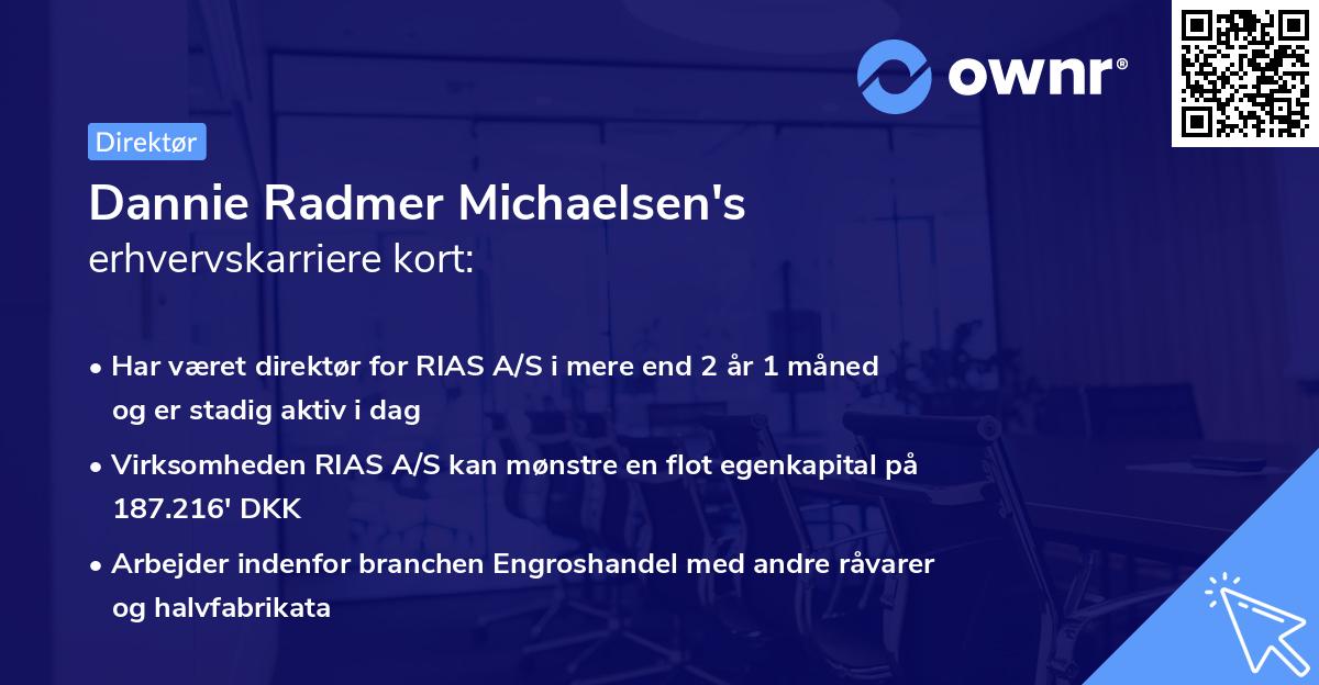 Dannie Radmer Michaelsen's erhvervskarriere kort