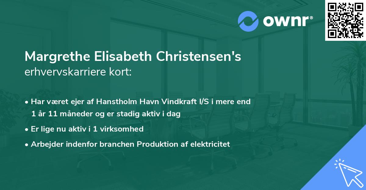 Margrethe Elisabeth Christensen's erhvervskarriere kort