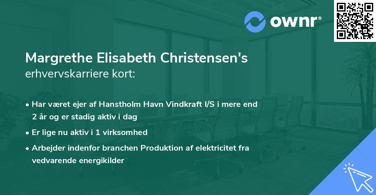 Margrethe Elisabeth Christensen's erhvervskarriere kort