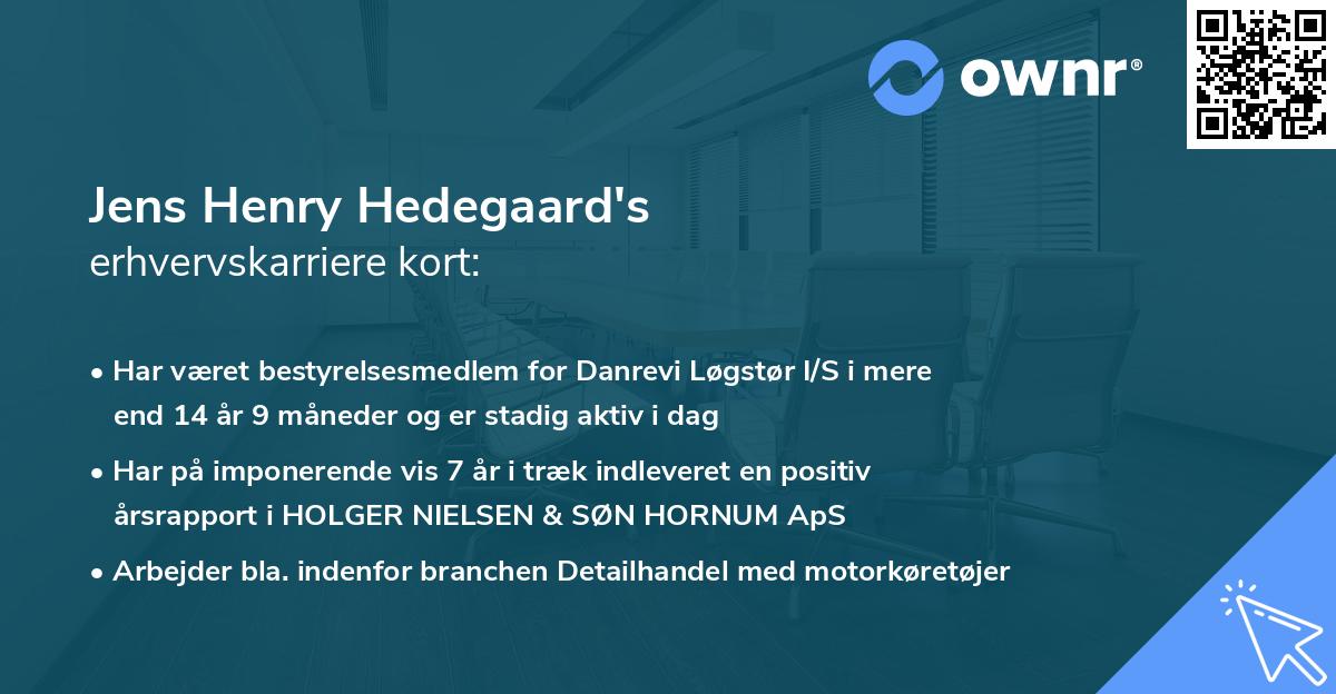 Jens Henry Hedegaard's erhvervskarriere kort