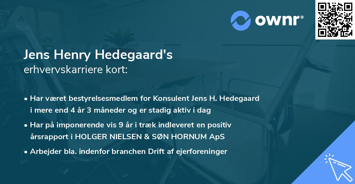Jens Henry Hedegaard's erhvervskarriere kort