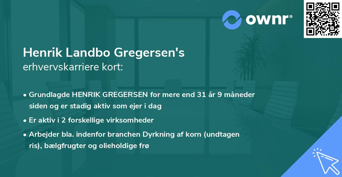 Henrik Landbo Gregersen's erhvervskarriere kort