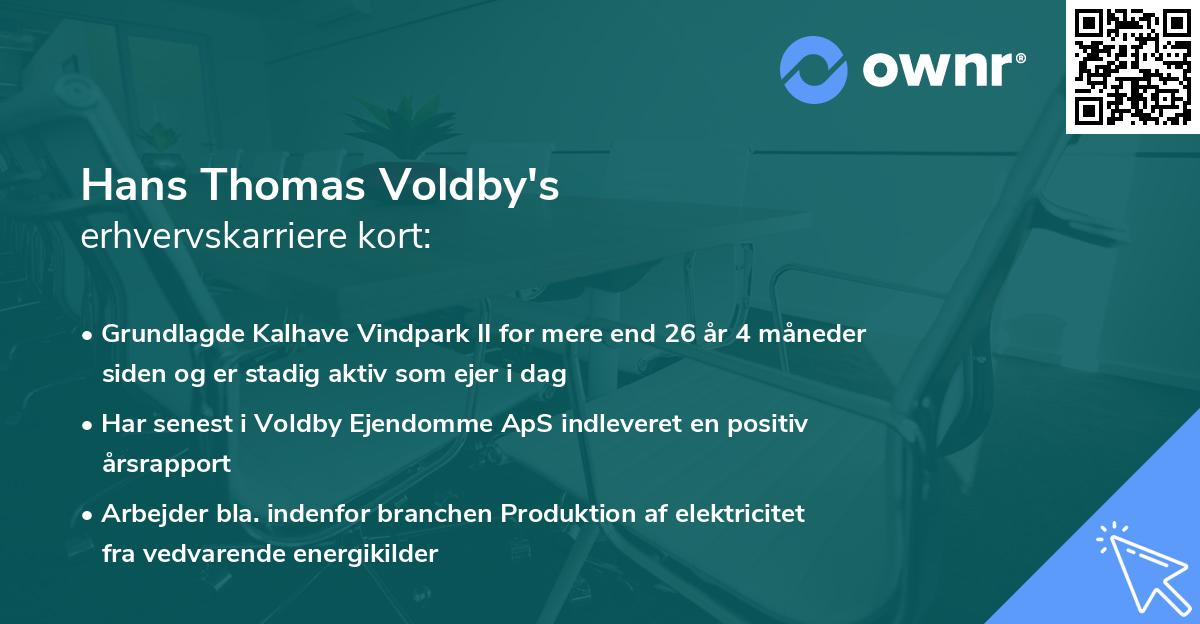 Hans Thomas Voldby's erhvervskarriere kort