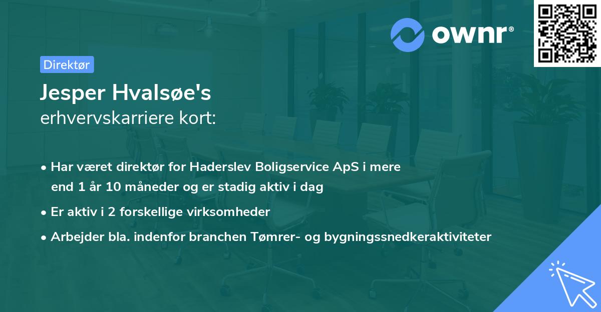 Jesper Hvalsøe's erhvervskarriere kort
