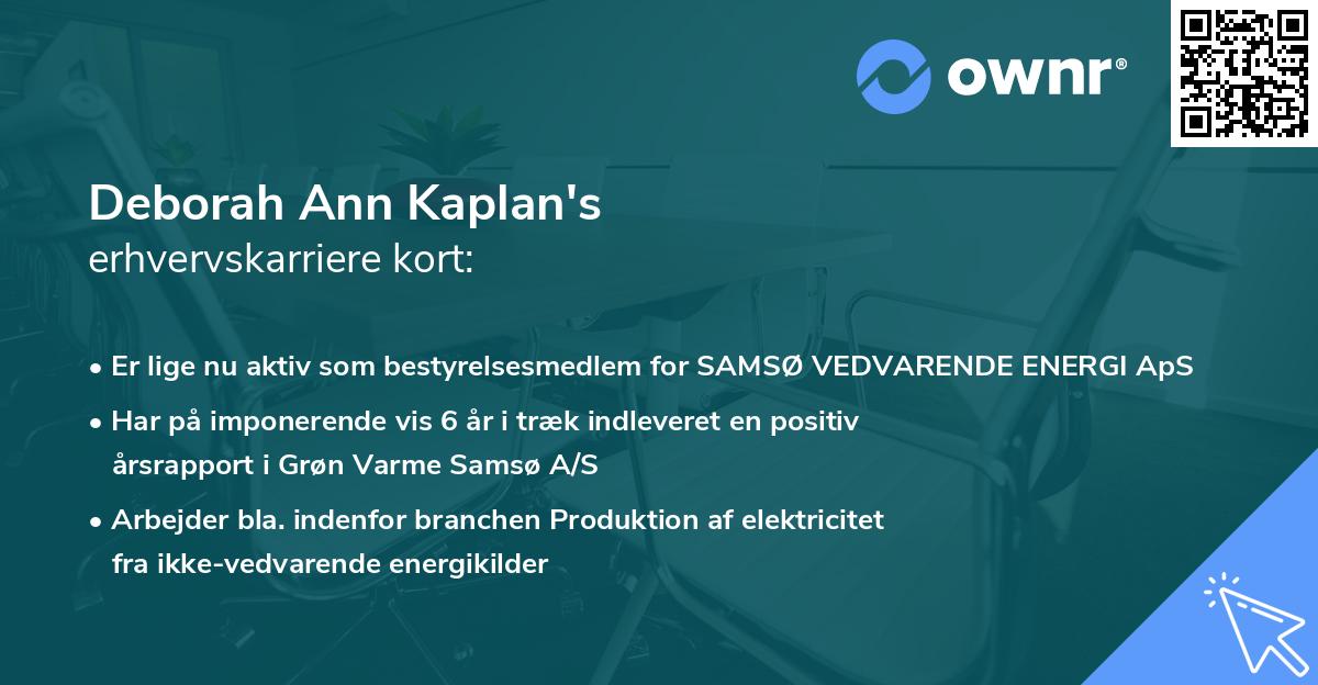 Deborah Ann Kaplan's erhvervskarriere kort