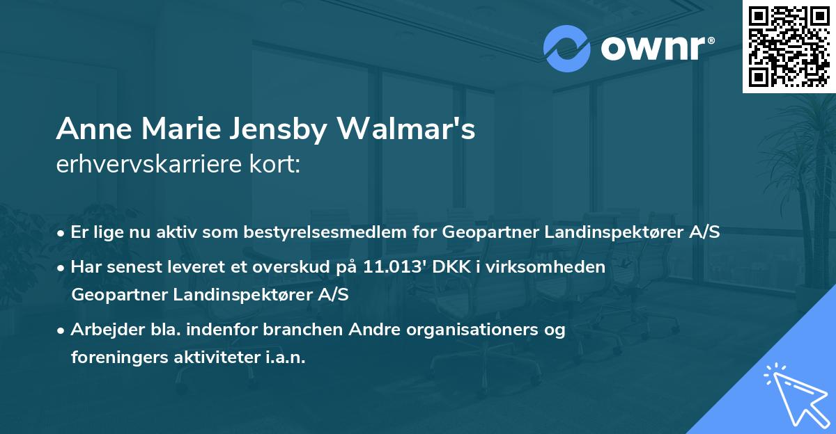 Anne Marie Jensby Walmar's erhvervskarriere kort