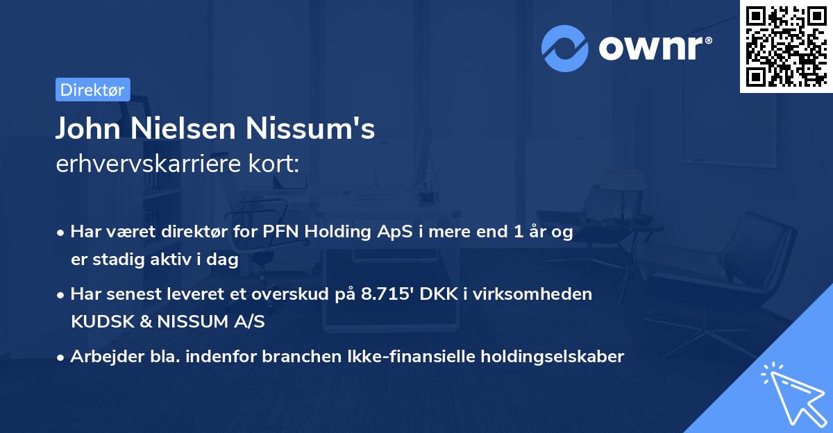 John Nielsen Nissum's erhvervskarriere kort