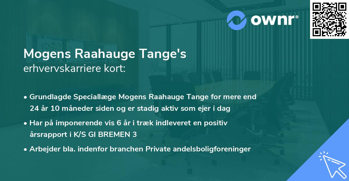 Mogens Raahauge Tange's erhvervskarriere kort