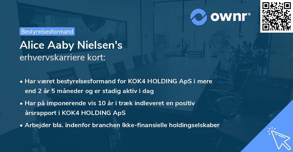 Alice Aaby Nielsen's erhvervskarriere kort