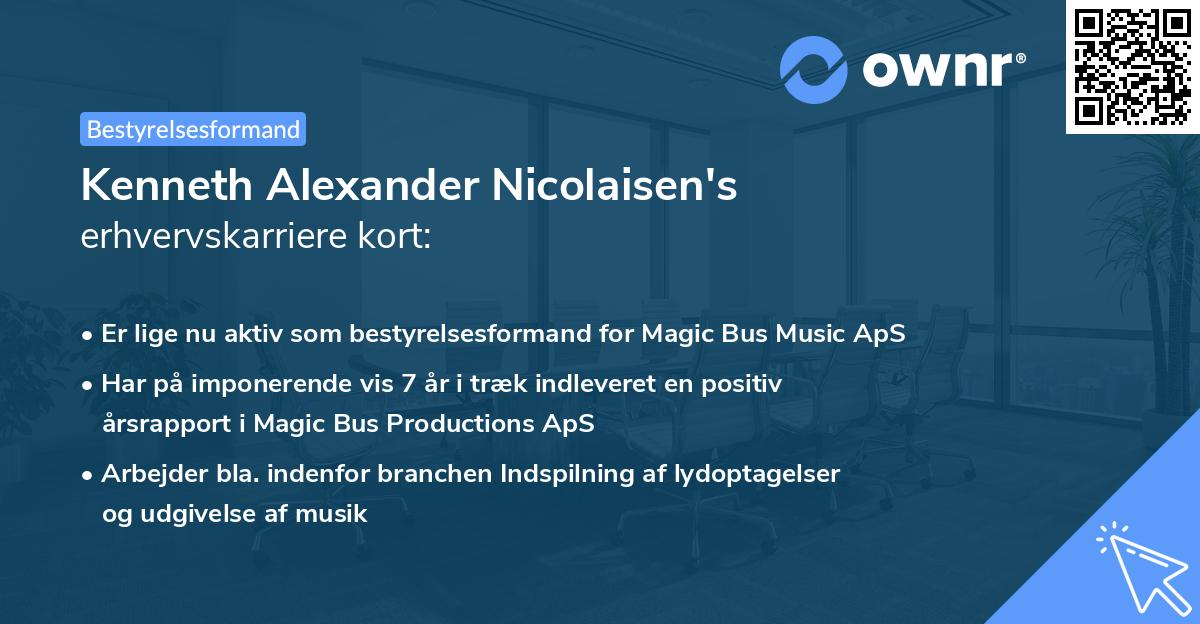 Kenneth Alexander Nicolaisen's erhvervskarriere kort