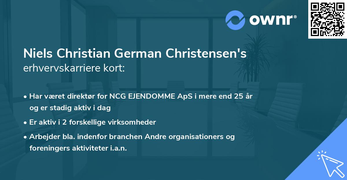 Niels Christian German Christensen's erhvervskarriere kort