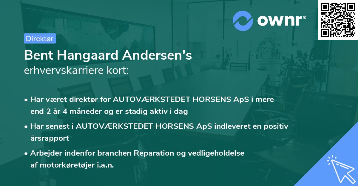 Bent Hangaard Andersen's erhvervskarriere kort