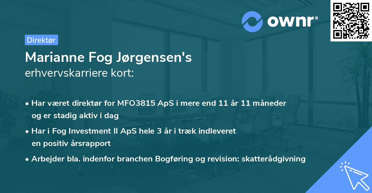 Marianne Fog Jørgensen's erhvervskarriere kort