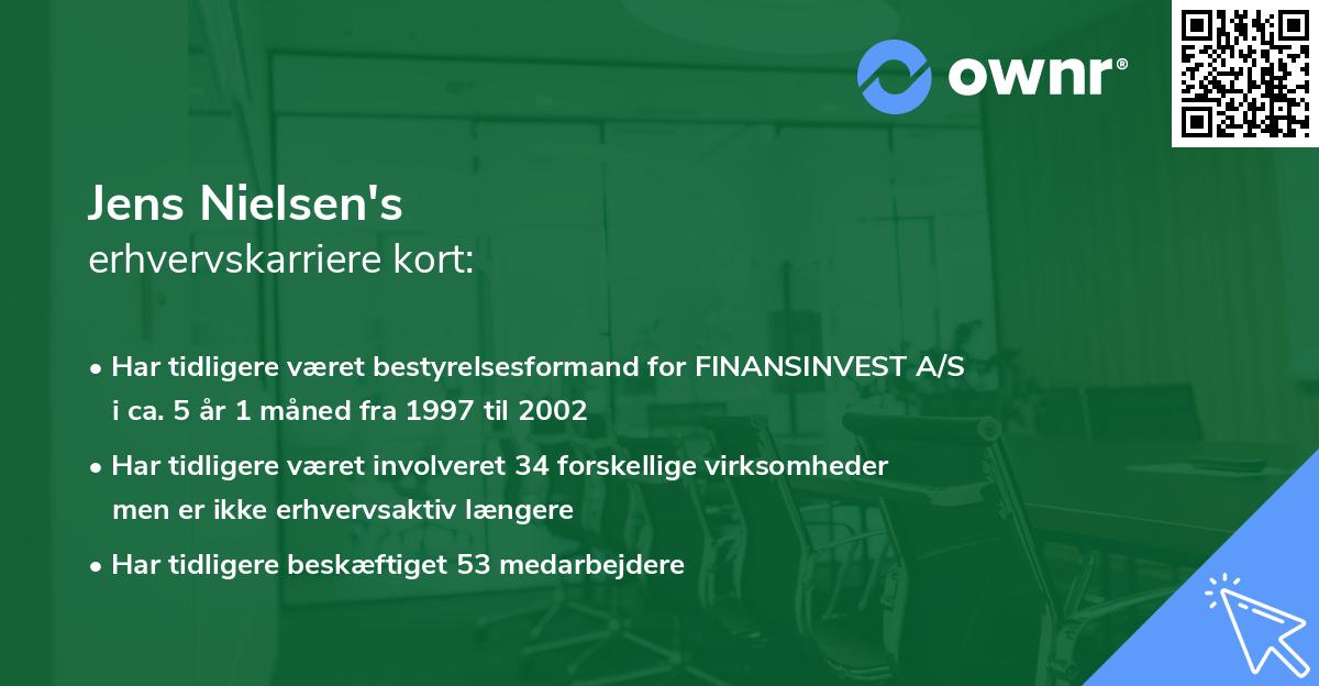 Jens Nielsen's erhvervskarriere kort