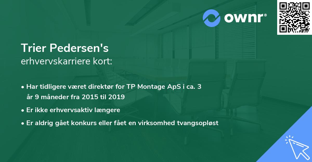 Trier Pedersen's erhvervskarriere kort
