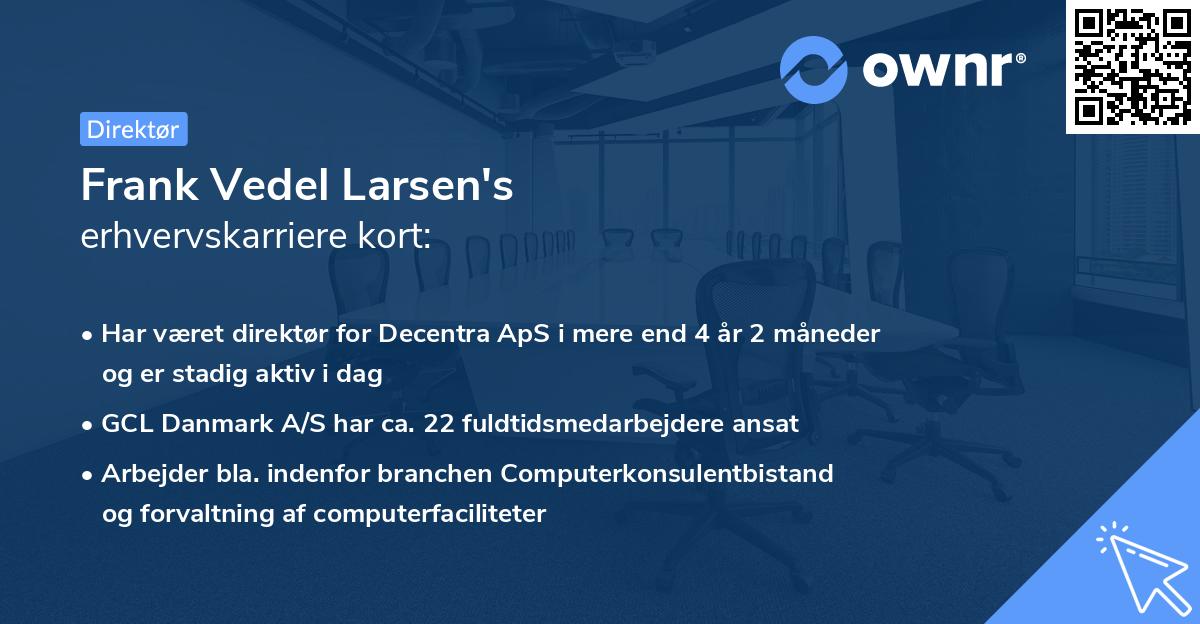 Frank Vedel Larsen's erhvervskarriere kort