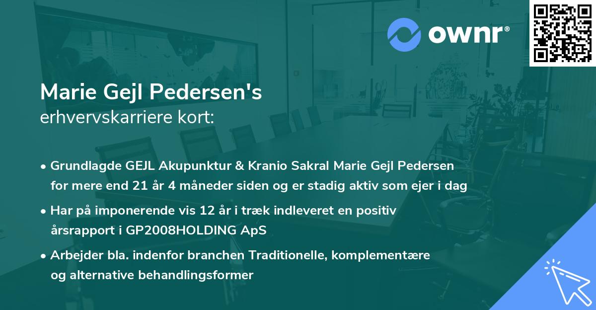 Marie Gejl Pedersen's erhvervskarriere kort