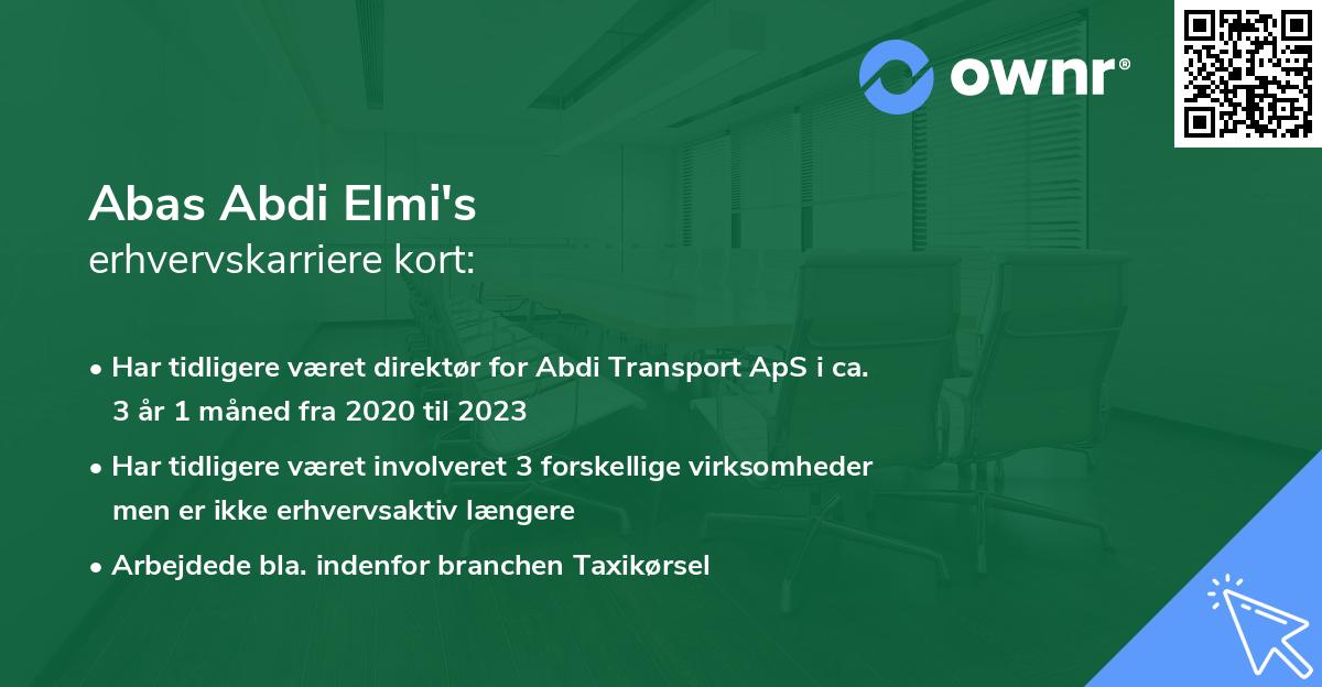 Abas Abdi Elmi's erhvervskarriere kort