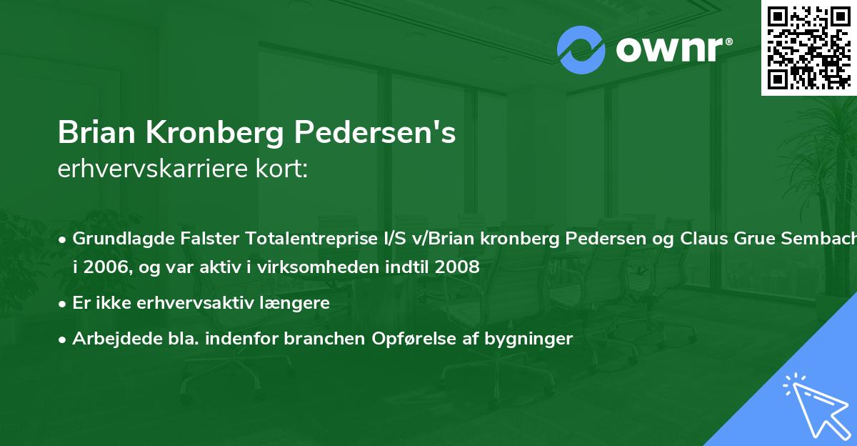 Brian Kronberg Pedersen's erhvervskarriere kort