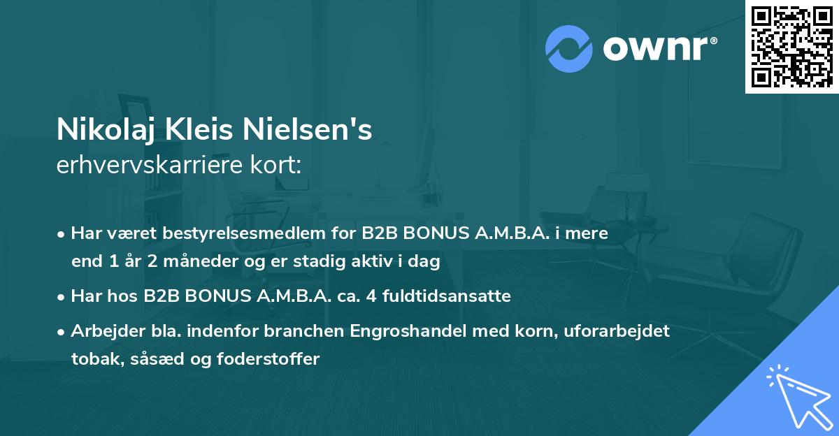 Nikolaj Kleis Nielsen's erhvervskarriere kort