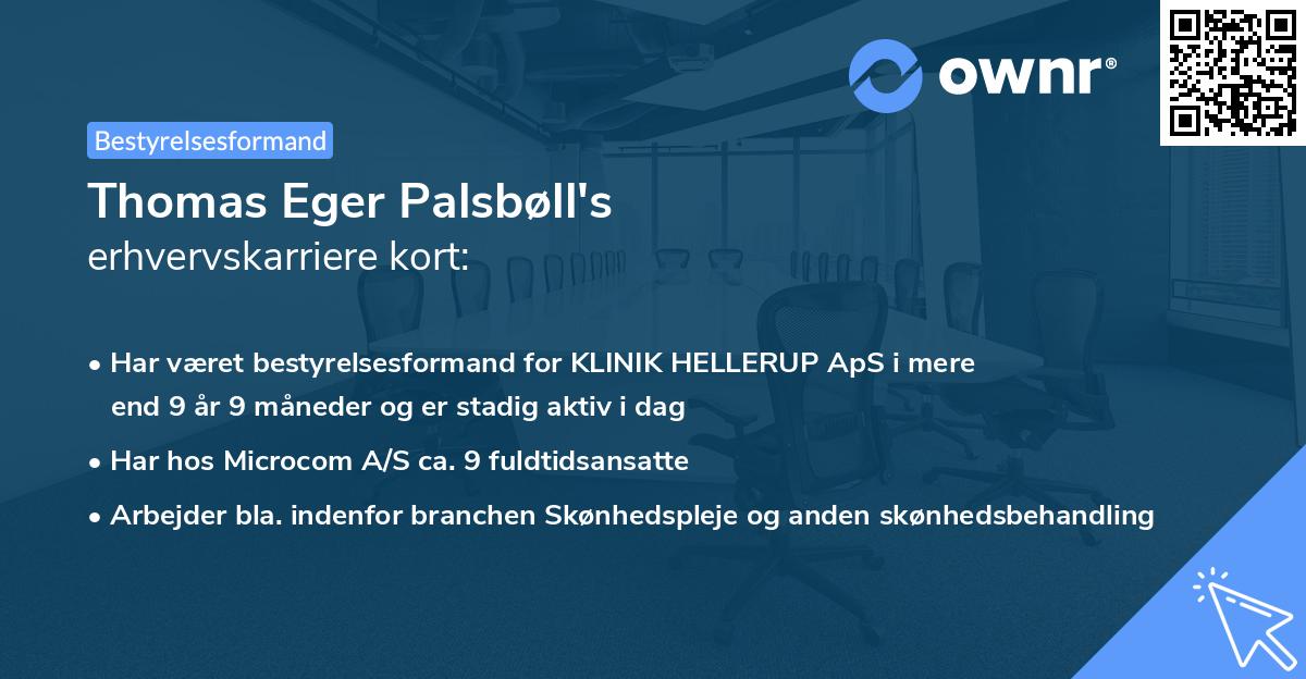 Thomas Eger Palsbøll's erhvervskarriere kort