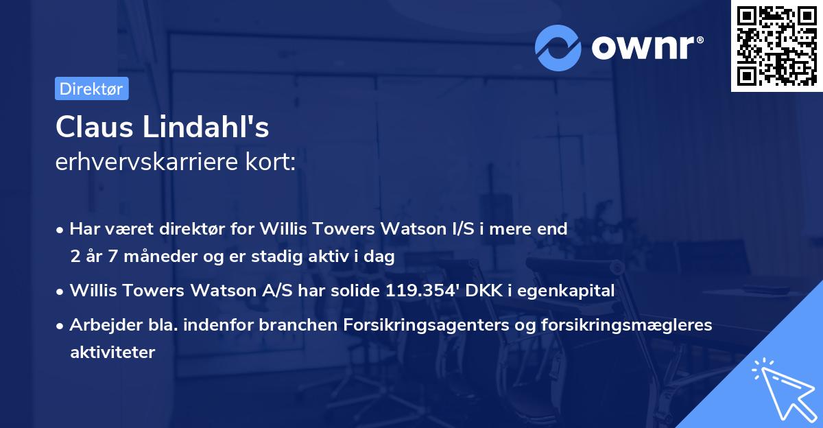 Claus Lindahl's erhvervskarriere kort