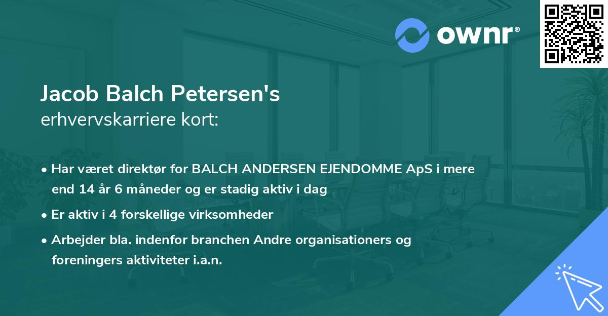 Jacob Balch Petersen's erhvervskarriere kort