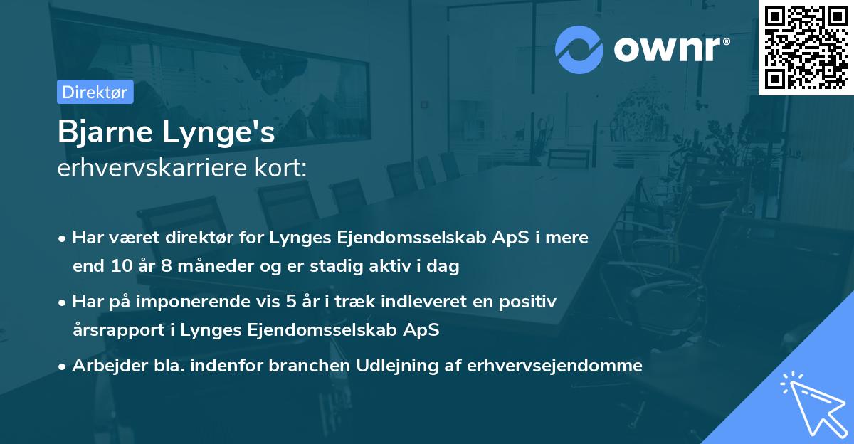 Bjarne Lynge's erhvervskarriere kort
