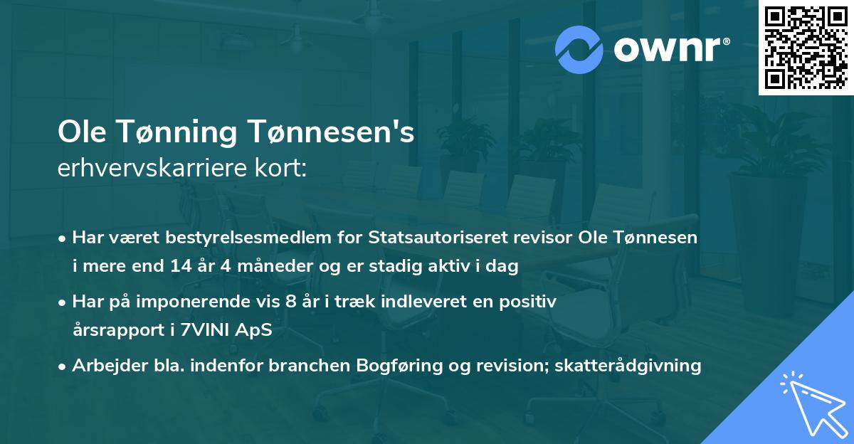 Ole Tønning Tønnesen's erhvervskarriere kort