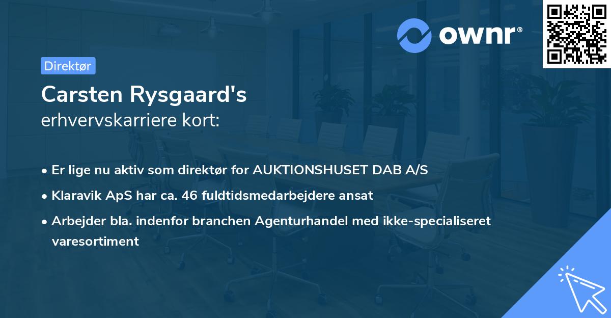 Carsten Rysgaard's erhvervskarriere kort