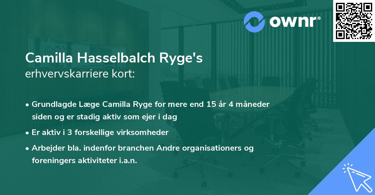 Camilla Hasselbalch Ryge's erhvervskarriere kort
