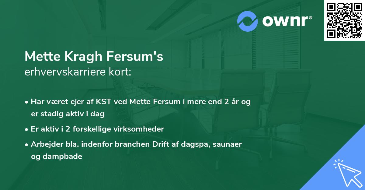 Mette Kragh Fersum's erhvervskarriere kort