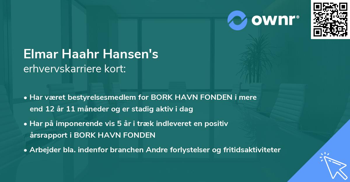 Elmar Haahr Hansen's erhvervskarriere kort