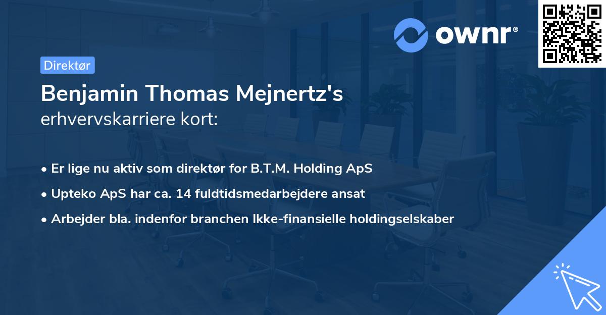 Benjamin Thomas Mejnertz's erhvervskarriere kort