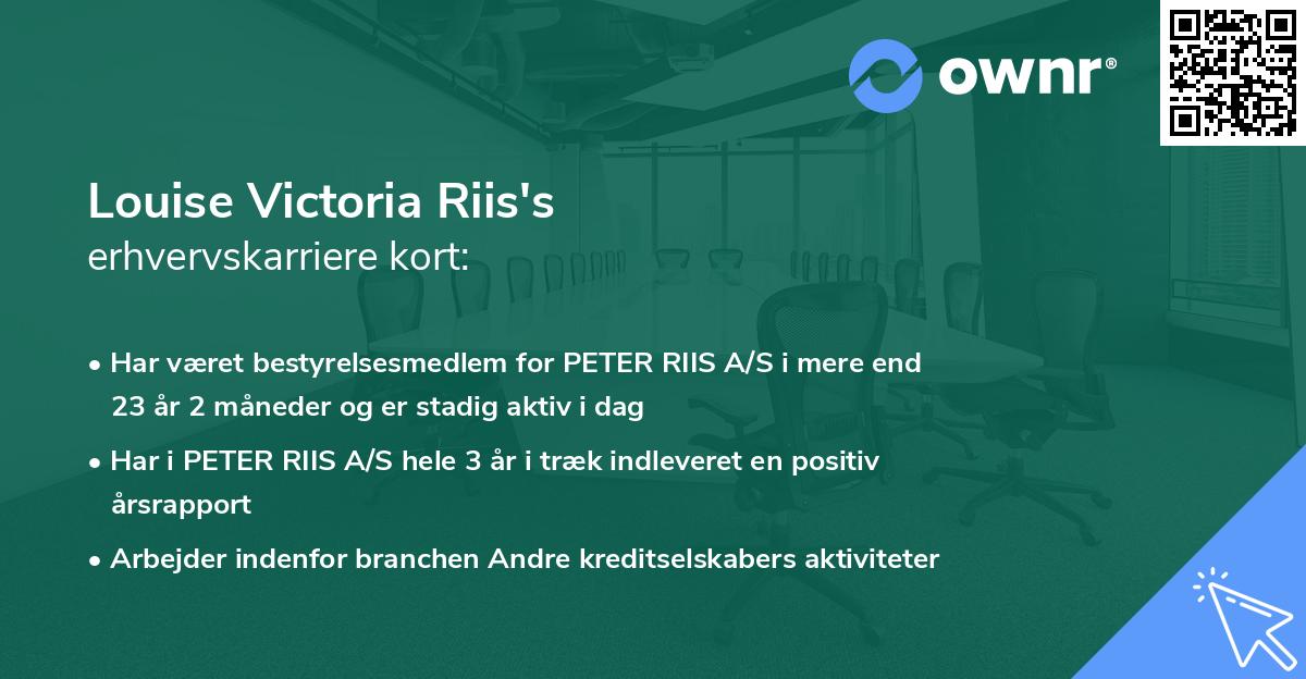 Louise Victoria Riis's erhvervskarriere kort