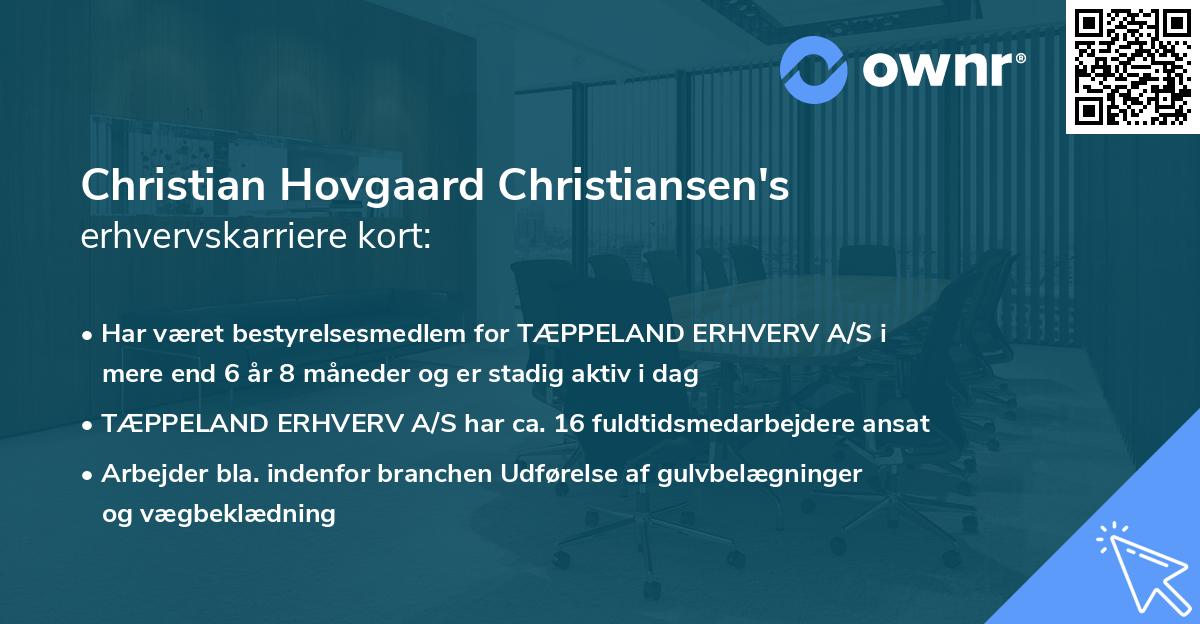 Christian Hovgaard Christiansen's erhvervskarriere kort